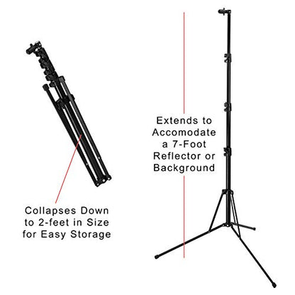 Fotodiox 5x7 (foot) Collapsible Black + White 2-in-1 Background, Backdrop Kit with Stand Support - size: 5x7in, style: Black + White