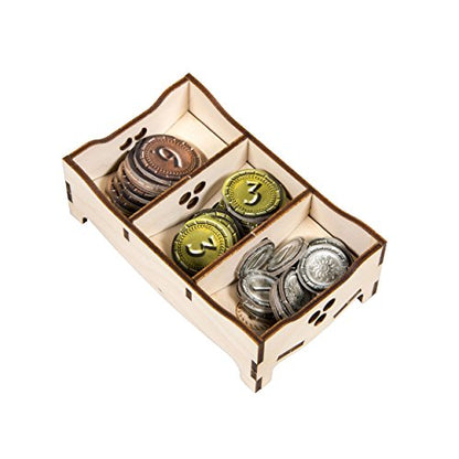 The Broken Token Game Organizer - 7 Wonder Duel Compatible Dueling Gods Box, Wooden Storage Box for Tabletop Games