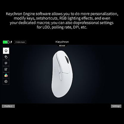 Keychron M3 Mini Wireless Optical Mouse, Bluetooth 5.1/2.4 GHz/Wired Gaming Mouse, Programmable PixArt 3395 Sensor with up to 26,000 DPI/ 650 IPS, Lightweight Ergonomic for Windows Mac Linux - White - color: White, style: PixArt 3395 (1K Polling Rate)