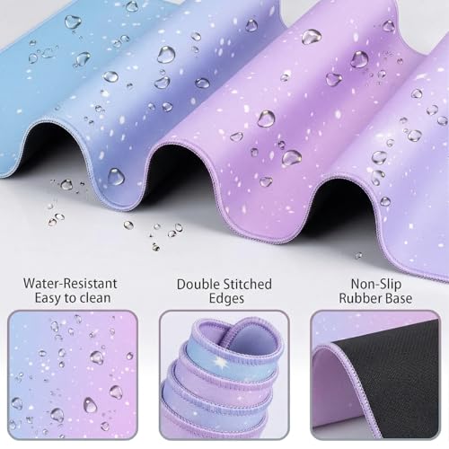 Cloud Mouse Pad Keyboard Wrist Rest 4PCS Extended Large Galaxy Stars Desk Mat Pad Set Memory Foam Non-Slip Cute Ergonomic Gaming Mouse Pad Wrist Support for Computer Home Office Purple Blue - color: 4pcs Purple Blue