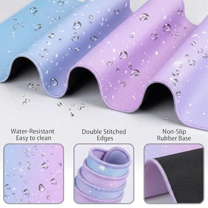 Cloud Mouse Pad Keyboard Wrist Rest 4PCS Extended Large Galaxy Stars Desk Mat Pad Set Memory Foam Non-Slip Cute Ergonomic Gaming Mouse Pad Wrist Support for Computer Home Office Purple Blue - color: 4pcs Purple Blue