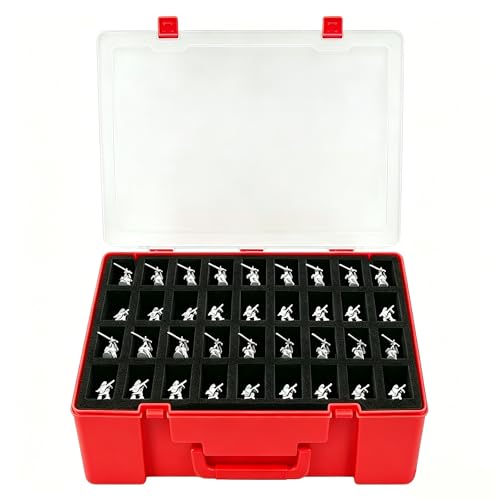 Miniature Storage Sturdy Carrying Figure Case -108 Slot Figurine Minature Carrying Case Compatible with D&D and More (Red) - color: Red