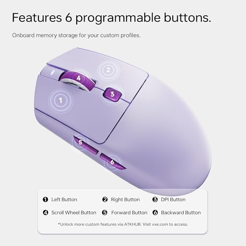VXE Dragonfly V3 Wireless Gaming Mouse, Xhero Al Sensor, DPI up to 15,000, 54g Lightweight, 120Hr Battery Life, Ice-Feeling Coating, 6 Programmable Buttons, Tri-Mode 2.4G/Bluetooth/Wired - White - color: White, style: V3