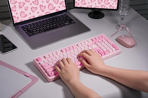 ZORNHER ZH980 Cat Mechanical Keyboard,95% Pink Creamy Keyboard with Number Pad,Cute Kawaii Mao Glowing Kitty Ear Keycaps,Creamy Sounding Linear Switches,Hot-Swappable,RGB Backlit - color: Sakura Paws, size: Creamy Switch