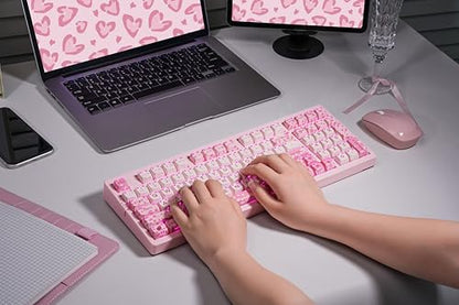 ZORNHER ZH980 Cat Mechanical Keyboard,95% Pink Creamy Keyboard with Number Pad,Cute Kawaii Mao Glowing Kitty Ear Keycaps,Creamy Sounding Linear Switches,Hot-Swappable,RGB Backlit - color: Sakura Paws, size: Creamy Switch