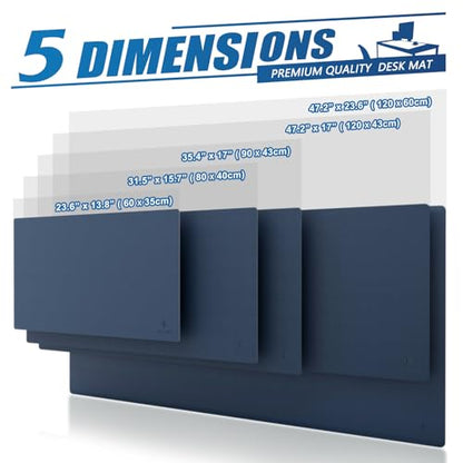 K KNODEL Large Office Leather Desk Mat, Mouse and Keyboard Pad, Computer and Laptop Mat, Desktop Protector and Cover, Writing Pad and Blotter (47.2"x17", Dark Blue) - color: Dark Blue, size: 47.2" x 17"