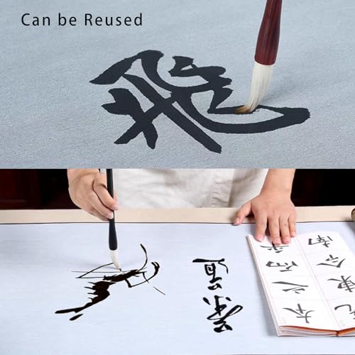 Flylin Calligraphy Cloth, Reusable Chinese Calligraphy Practicing Tool Magic Water Painting Paper Ten Thousand Times Writing Cloth Scroll for Home School (Grey) - color: Grey