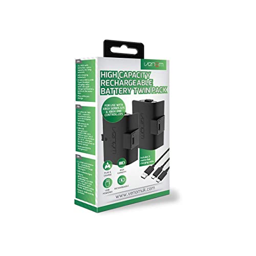 Venom Rechargeable Battery Pack for Xbox One, Xbox Series X & S, 2 Pack 1100mAh Controller Battery Pack Play and Charge Kit for Xbox Series X/S and Xbox One - color: 1100mAh (Black)