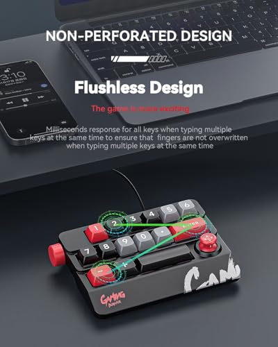 Numeric Mechanical Keyboard with Right Joystick, One Handed Keyboard Fully Programmable for Knobs and Keys, Rocker Knobs for OSU Keypad, Hotswap Keypad with RGB - color: Black