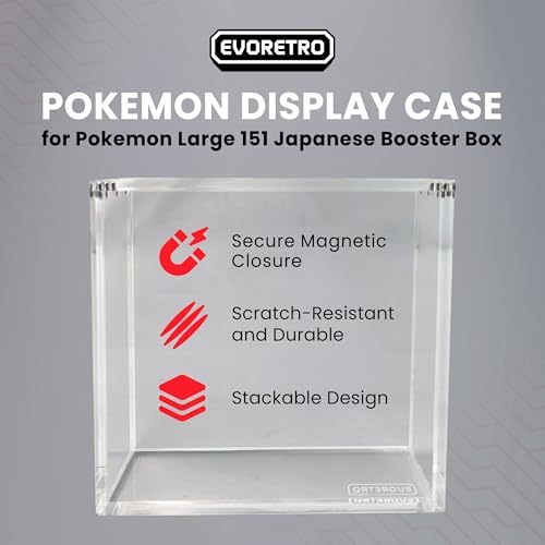 Acrylic Display Case Compatible for Pokemon Japanese Booster Box – Fits VSTAR Universe, Shiny Star V, VMAX Climax, Tag Team GX All Stars, Shiny Treasure ex – Dustproof Protector Box Holder - Large - style: JP Box L (1)