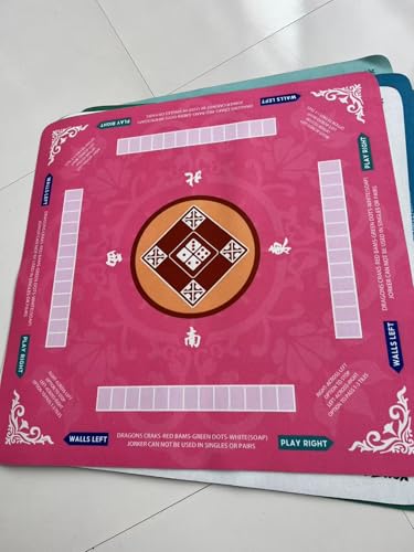 Mahjong Mat for Table, 31.5x31.5Inch American Mahjongg Table Mat (Pink) | Anti-Wrinkle&Foldable Neoprene Mahjongg Travel Mat for Table with Learning Rule, Anti-Slip Noise Reduction Includes Carry Bag - color: Pink