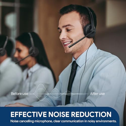 Yealink UH34 Lite Wired Headset,USB-A, Noise Canceling Mic,in-Line Controls | Stereo Headphones,Teams/Zoom Certified, Plug & Play for PC/Laptop/IP Phone, Call Center, Office, Online Meeting, Ultra Light