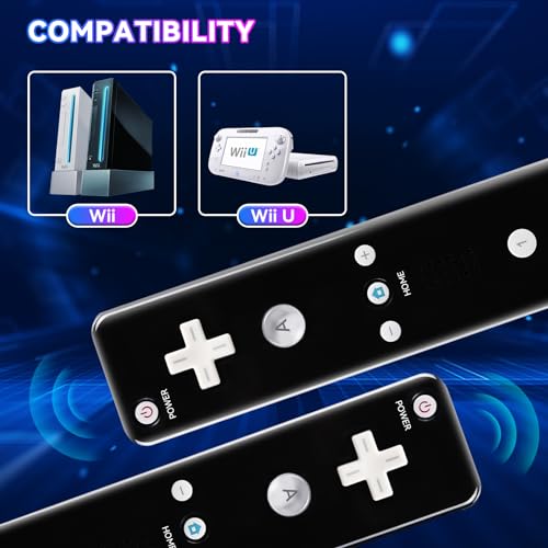 TechKen 2 Pack Wii Remote Controller with Silicone Case and Wrist Strap for Wii U - color: Black