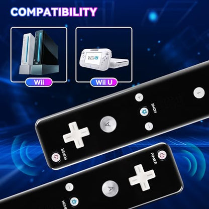 TechKen 2 Pack Wii Remote Controller with Silicone Case and Wrist Strap for Wii U - color: Black