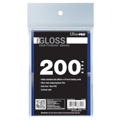 Ultra PRO - 200ct Blue PRO-Gloss Standard Card Sleeve Deck Protector, Protect & Store Collectible Cards, Sport Cards, MTG, D&D Cards, Sized to Fit Standard Size Cards, High Clarity Gloss Finish - color: 200ct Gloss Blue