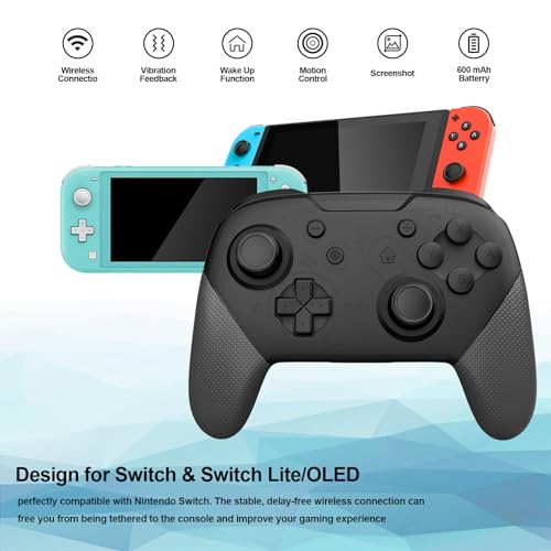 Wireless Pro Controller Compatible with Switch/Switch Lite/Switch OLED, Switch Remote Gamepad with Joystick, Double Vibration, Wake Up and Screenshot Function