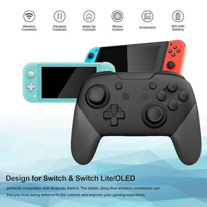 Wireless Pro Controller Compatible with Switch/Switch Lite/Switch OLED, Switch Remote Gamepad with Joystick, Double Vibration, Wake Up and Screenshot Function