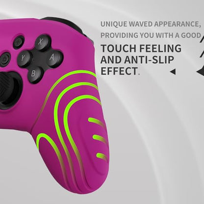 playvital Samurai Edition Ergonomic Silicone Skin Protective Case for Nintendo Switch Pro, Soft Anti-slip Controller Grip Protector for Nintendo Switch Pro with Thumb Grips - Neon Purple - color: Neon Purple