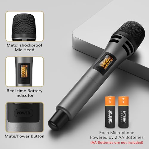 TONOR Wireless Microphones System with 8x12 Channels Cordless Handheld Microfono Inalambrico, 90 m/295FT UHF Range, Mics with Stable Signal, Quick Mute for Karaoke Singing Party Church Wedding - style: 8 Handheld Mics