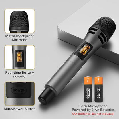 TONOR Wireless Microphones System with 8x12 Channels Cordless Handheld Microfono Inalambrico, 90 m/295FT UHF Range, Mics with Stable Signal, Quick Mute for Karaoke Singing Party Church Wedding - style: 8 Handheld Mics