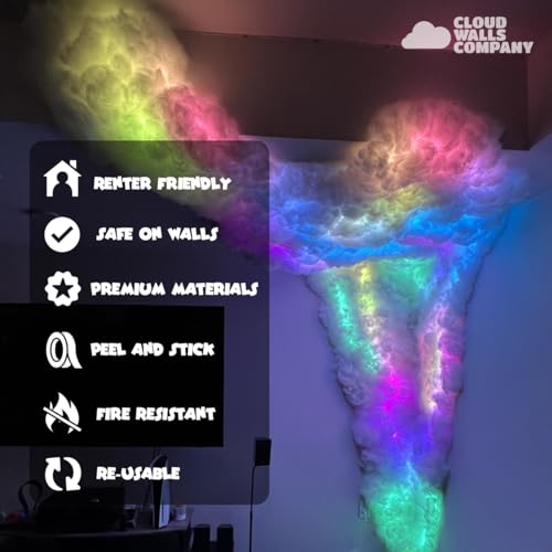 Cloud Light Ceiling Panels & LED Lights – Peel-and-Stick, 32.8 ft LED Strips, Alexa-Enabled, Aesthetic Room Decor for Bedrooms, Dorms, Gaming Rooms, Home Theater, Content Creators, AirBNB Décor