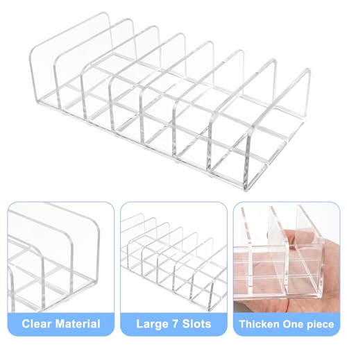 2pcs Mail Organizer Plastic Cash Tray, 7 Sections Acrylic Clear Plastic Mail Organizer, 6.6 x 3.3 inch Desk Divider Holder for Cash Envelope Mail Bill Card Makeup Palette