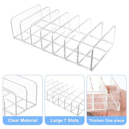 2pcs Mail Organizer Plastic Cash Tray, 7 Sections Acrylic Clear Plastic Mail Organizer, 6.6 x 3.3 inch Desk Divider Holder for Cash Envelope Mail Bill Card Makeup Palette