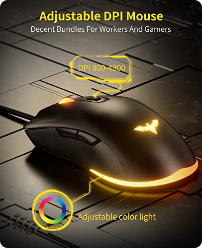 havit Gaming Keyboard and Mouse Combo, Backlit Computer keyboards and RGB Gaming Mouse, Gaming Accessories 104 Keys PC Gaming Keyboard with DPI 4800 Mouse for Gamer, Black