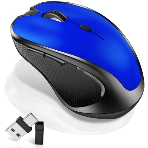 Mouse for MacBook Bluetooth Wireless Mice Laptop Mac Pro iPad with Jiggler | Wireless Bluetooth Rechargeable Silent Optical Mouse Dual Mode Switch Bluetooth 5.2/3.0 and 2.4GHz USB Type-C Receiver Blue - color: 2.Bluetooth Wireless Mouse (Blue)