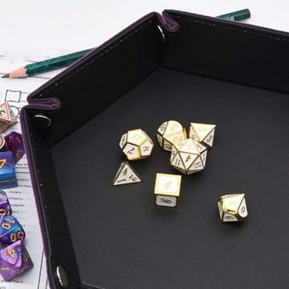 YARNOW 1 Pack Hexagon Dice Tray - PU Leather Hexagonal Display Plate for Jewelry, Keys, Coins, Makeup - Decorative Purple Board for Tabletop Game Accessories