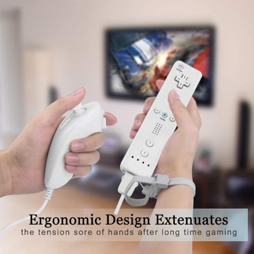 TechKen 2 Pack Wii Remote Controller and Nunchuck with Silicone Case and Wrist Strap for Wii Wii U - color: black&White