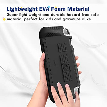 FINTIE Kid-Friendly Ultraligh Case for Nintendo Switch OLED Model (2021) | Game Card Slots, Ergonomic Grip Design, Lightweight EVA Foam, Anti-Scratch Protective Grip Case Cover, Black - color: Black