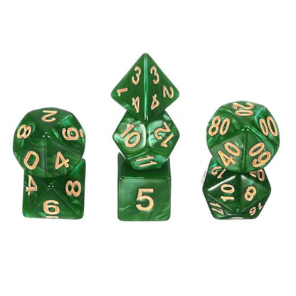 uxcell Polyhedral Dice Set, 7 Pcs Acrylic Dice for Role Playing Table Games Tabletop Gaming Accessories, Pearlescent Apple Green - color: Pearlescent Apple Green
