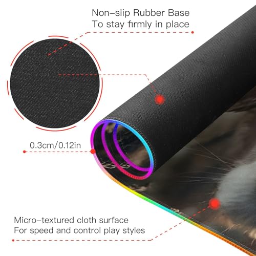 Lavender Dog Print RGB Mousepad Led Mouse Pad Large Gaming Keyboard Pad 15 Light Modes 31.5x11.8in - size: 31.5×11.8 in