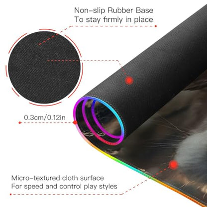 Lavender Dog Print RGB Mousepad Led Mouse Pad Large Gaming Keyboard Pad 15 Light Modes 31.5x11.8in - size: 31.5×11.8 in