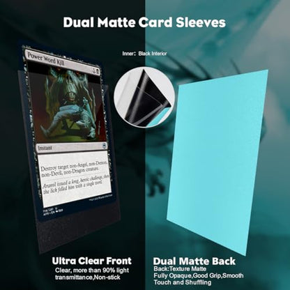 Glacier Blue Dual Matte Card Sleeves, Katomula Card Sleeves for MTG, Standard Card Sleeve for PKM, Flesh & Blood - color: Glacier Blue