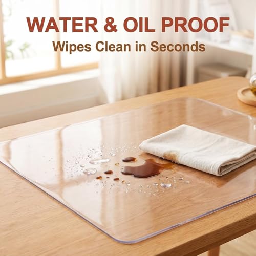17 x 17 Inch Office Desk Blotter Mat Clear Plastic Table Protector Cover Pad PVC Transparent Topper Surface Proection Pad Anti Scratch Table Mat Dinner End Waterproof Easy Clean 1.5mm - color: Clear Table Pads 1.5mm, size: 17" x 17" (Rectangular)