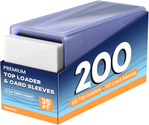 200 Card Sleeves Top Loaders for Cards, 3" x 4" Hard Plastic Toploaders | Baseball Card Protectors, Trading Card Holder for Football Sports Cards (100 Toploaders + 100 Penny Sleeves) - size: 100 Hard Sleeves + 100 Soft Sleeves