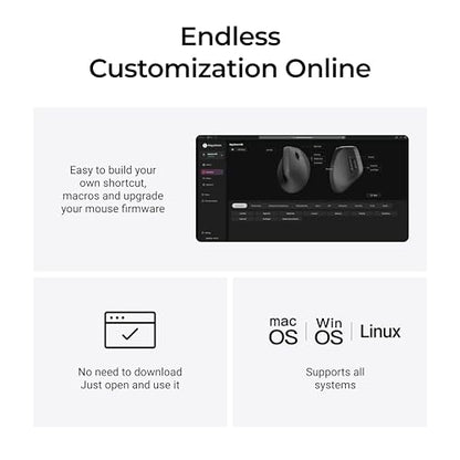 Keychron M5 Wireless Ergonomic Mouse, Compact Vertical Mice with Thumb Wheel, Silent Clicks, 2.4 GHz/Bluetooth/Wired Rechargeable, Customizable Buttons, for Laptop macOS/Windows - Black - size: PixArt 3311 (1K Polling Rate)