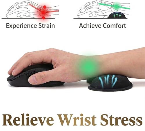 Wrist Rest for Mouse - Ergonomic Memory Foam Computer Wrist Support Pad, Massage Holes Design for Wrist Pain Relief (5.5 x 3.1 x 1 in, Black)