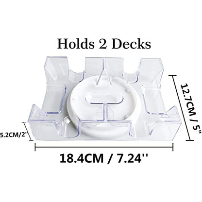 Yuanhe 2 Deck Rotating-Revolving Playing Card Tray, Card Holder (Pack of 2) - size: 7.24(L) x 5(W) x 2(H) inches (Pack of 2)