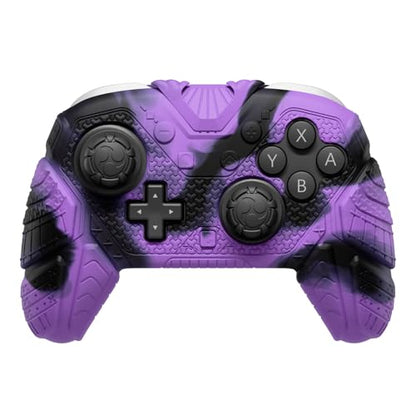 PlayVital for Nintendo Switch 2 Pro Controller Skin Cover – Samurai Armor Edition Silicone Case for Switch 2 Pro Controller with Back Button Caps & Thumb Grip & Sticker, Shockproof - Purple & Black - color: Purple & Black