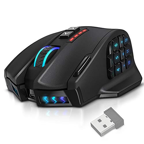 UtechSmart Venus Gaming Mouse RGB Wired, 16400 DPI High Precision Laser Programmable MMO Computer Gaming Mice - color: Classic black