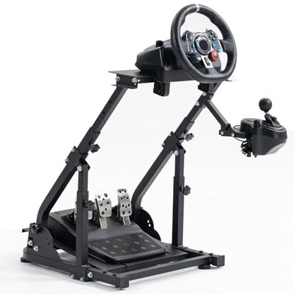 Supllueer Racing Steering Wheel Stand with Double Arm Reinforcing Bar Support Fit for Logitech G25 G27 G29 G920 G923, for Thrustmaster T300RS, Sim Racing Frame,No Wheel Pedal Shift Seat