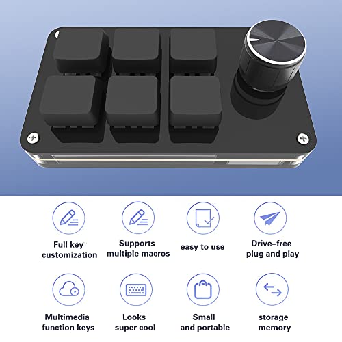 SIKAI CASE Programmable Macro Keyboard, 6 Key Mechanical Gaming Keypad, Custom Knob KeyPad, Hot swappable Switch Gaming Keyboard, Wired programmable keypad with Drawing Programming Video - color: White