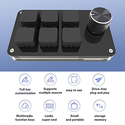 SIKAI CASE Programmable Macro Keyboard, 6 Key Mechanical Gaming Keypad, Custom Knob KeyPad, Hot swappable Switch Gaming Keyboard, Wired programmable keypad with Drawing Programming Video - color: White