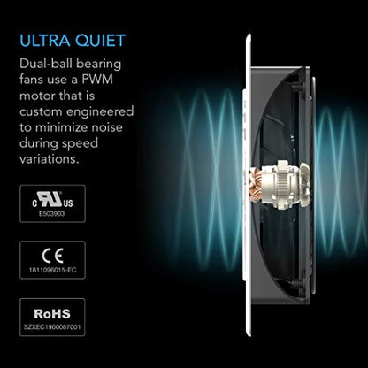 AC Infinity AIRPLATE T8 White, Quiet Cooling Dual-Fan System 6" with Thermostat Control, for Home Theater AV Cabinets - size: 6-Inch - White Dual