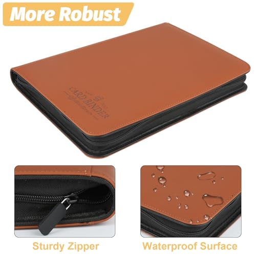 Trading Card Binder, Card Collection Binder Album Folder with 540 Side Loading Pockets, 9 Pocket Trading Card Album Folder for TGC,MTG, Baseball Cards, Yugioh - color: R-brown