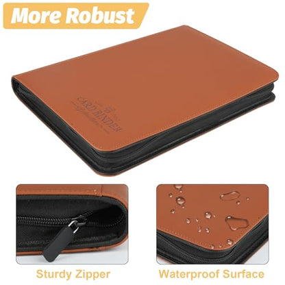 Trading Card Binder, Card Collection Binder Album Folder with 540 Side Loading Pockets, 9 Pocket Trading Card Album Folder for TGC,MTG, Baseball Cards, Yugioh - color: R-brown