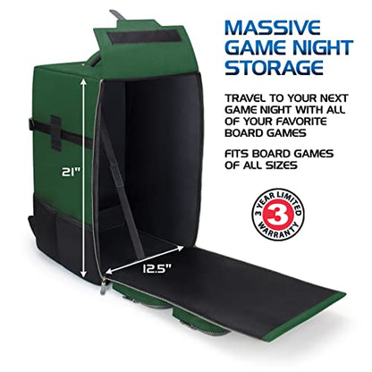 ENHANCE Tabletop Board Game Backpack (Dragon Green) + Board Game Bands - Bundle